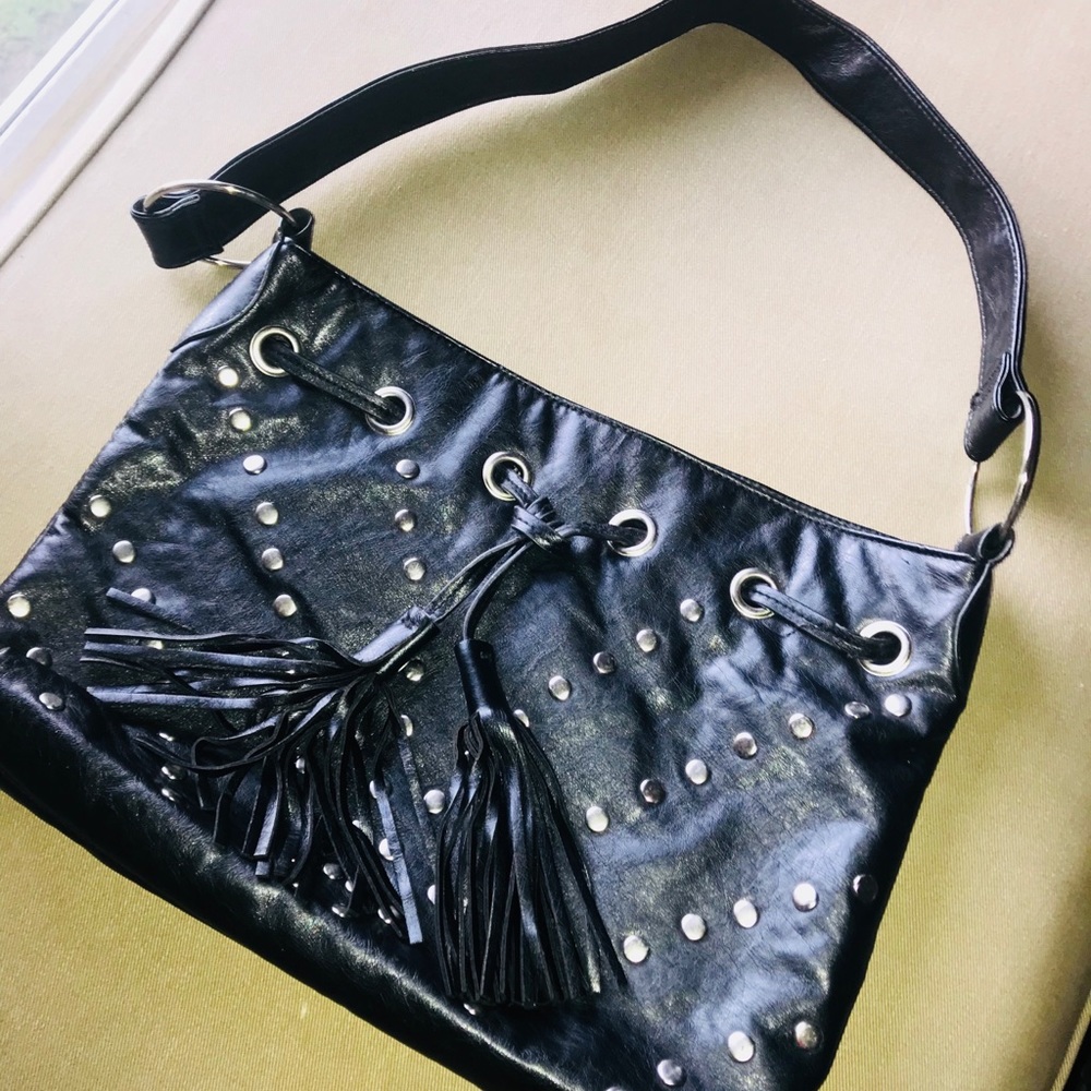 VTG Chateau Black Silver Studded Purse